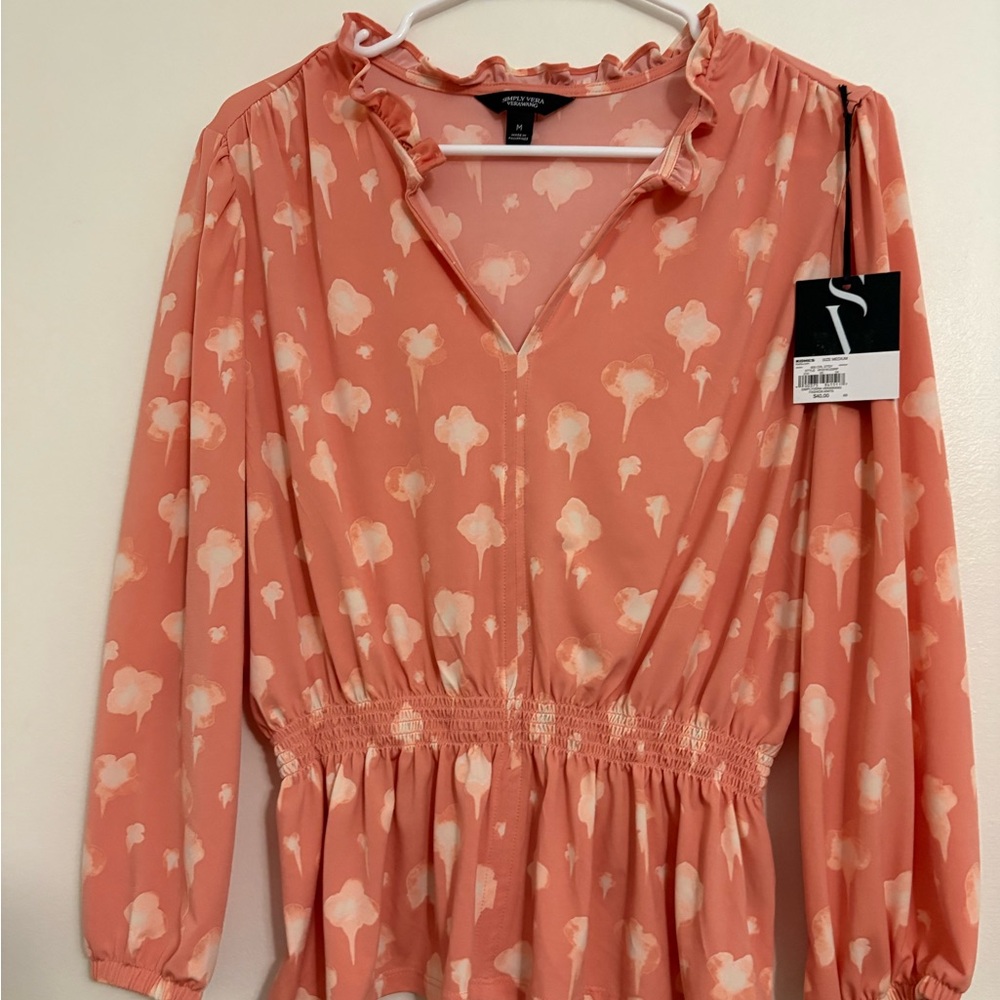 Simply Vera Vera Wang Peach Floral Blouse
